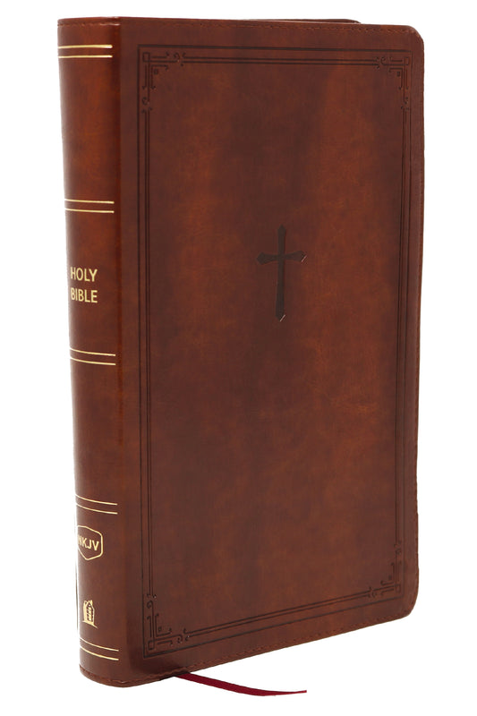 NKJV Giant Print End-of-Verse Reference Bible, Brown Leathersoft, Red Letter, Comfort Print